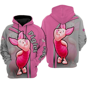 Piglet Disney Pink Over Print 3d Hoodie Zip Hoodie Moonbestprint