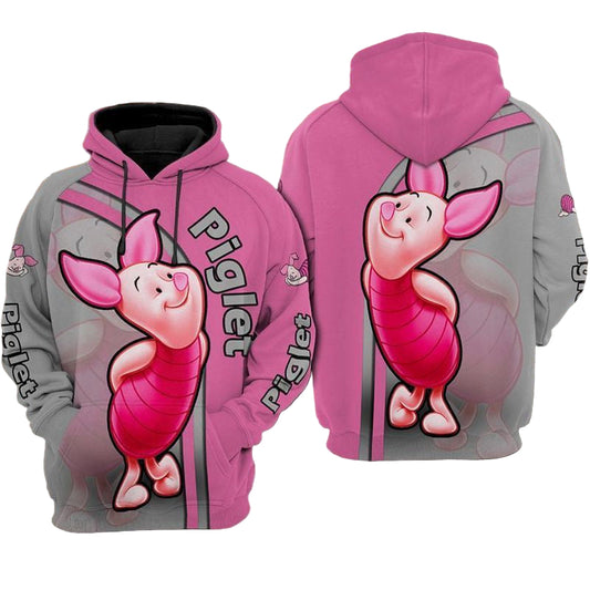Piglet Disney Pink Over Print 3d Hoodie Zip Hoodie Moonbestprint