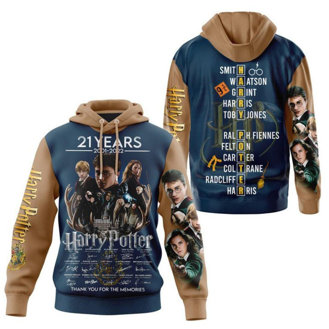 Harry Potter 2001 2022 21 Years Thank You For The Memories All Over Print Hoodie Moonbestprint