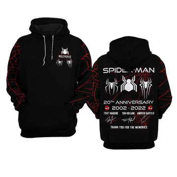 Spider Man 20th Anniversary 2002 2022, 3 Spider-man Multiverse Signature All Over Print Hoodie Moonbestprint