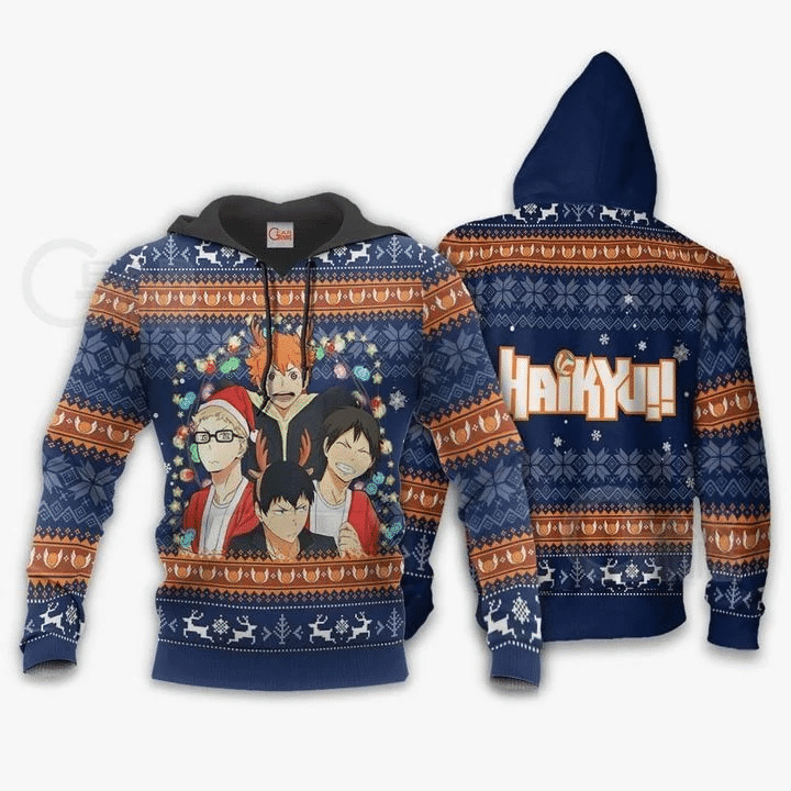 Haikyuu Ugly Christmas Anime Manga Haikyuu For Men And Women 3d Hoodie Zip Hoodie Moonbestprint