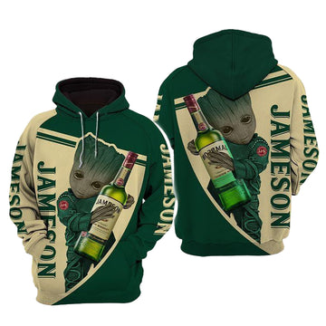 Baby Groot Jameson Irish Whiskey 3d All Over Print T Shirt Hoodie Moonbestprint