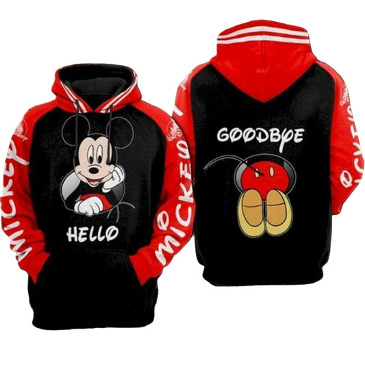 Disney Hoodie Minnie Mouse Hello Goodbye Red Black 3d Hoodie Zip Hoodie Moonbestprint