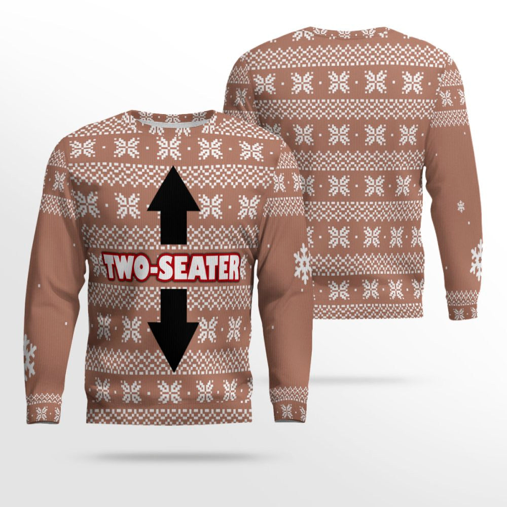 Funny Two-Seater Ugly Christmas Sweater Mocha Mousse – Moonbestprint