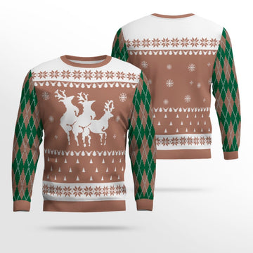 Naughty Reindeer Threesome Ugly Christmas Sweater Mocha Mousse – Moonbestprint