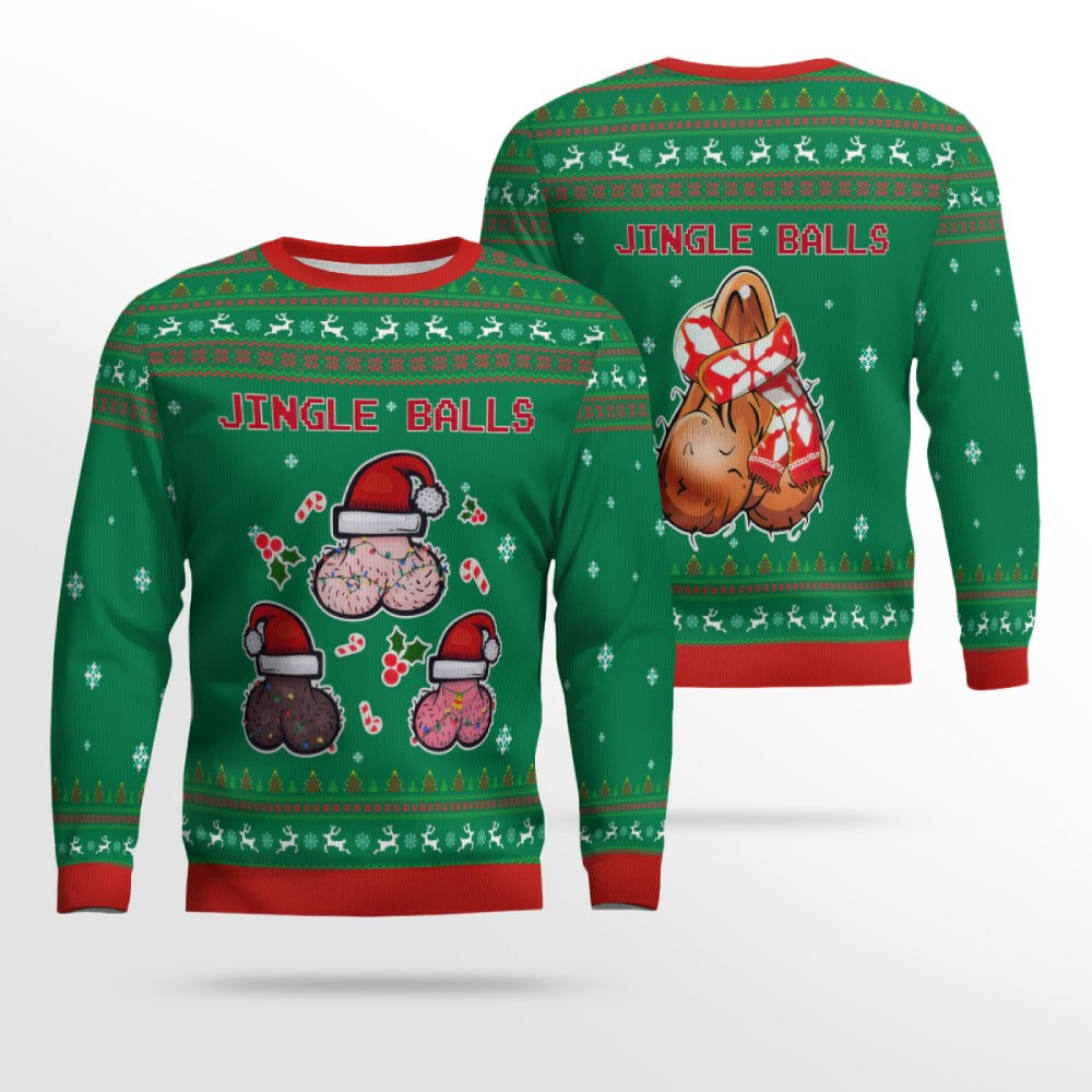 Jingle Balls Funny Ugly Christmas Sweater Green – Moonbestprint