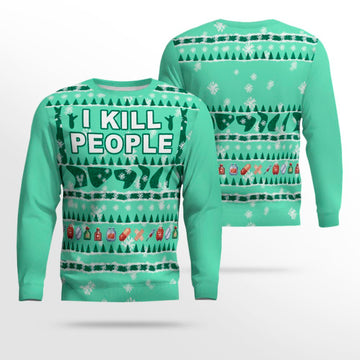 I Kill People Ugly Christmas Sweater Seafoam Green – Moonbestprint