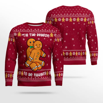 Gingerbread Tis The Season To Be Naughty Christmas Sweater Bungurdy – Moonbestprint