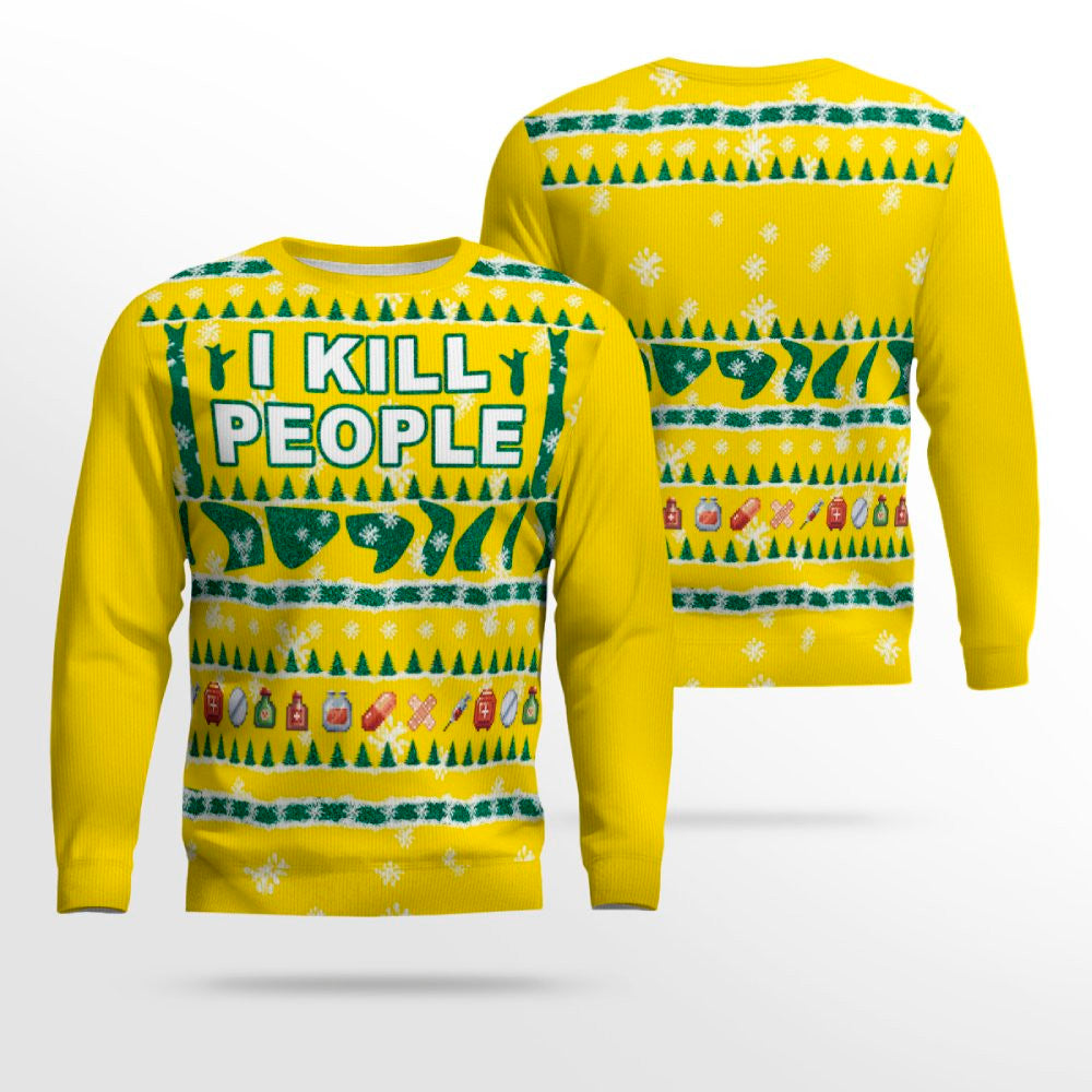 I Kill People Ugly Christmas Sweater Golden Yellow – Moonbestprint