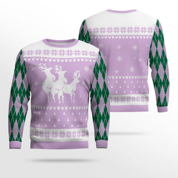 Naughty Reindeer Threesome Ugly Christmas Sweater Dreamy Lavender – Moonbestprint