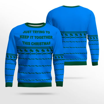 Just Trying To Keep It Togerther This Christmas Ugly Christmas Sweater Blue – Moonbestprint