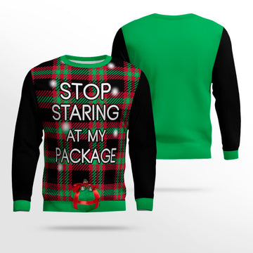 Stop Staring at My Package Ugly Christmas Sweater Black – Moonbestprint