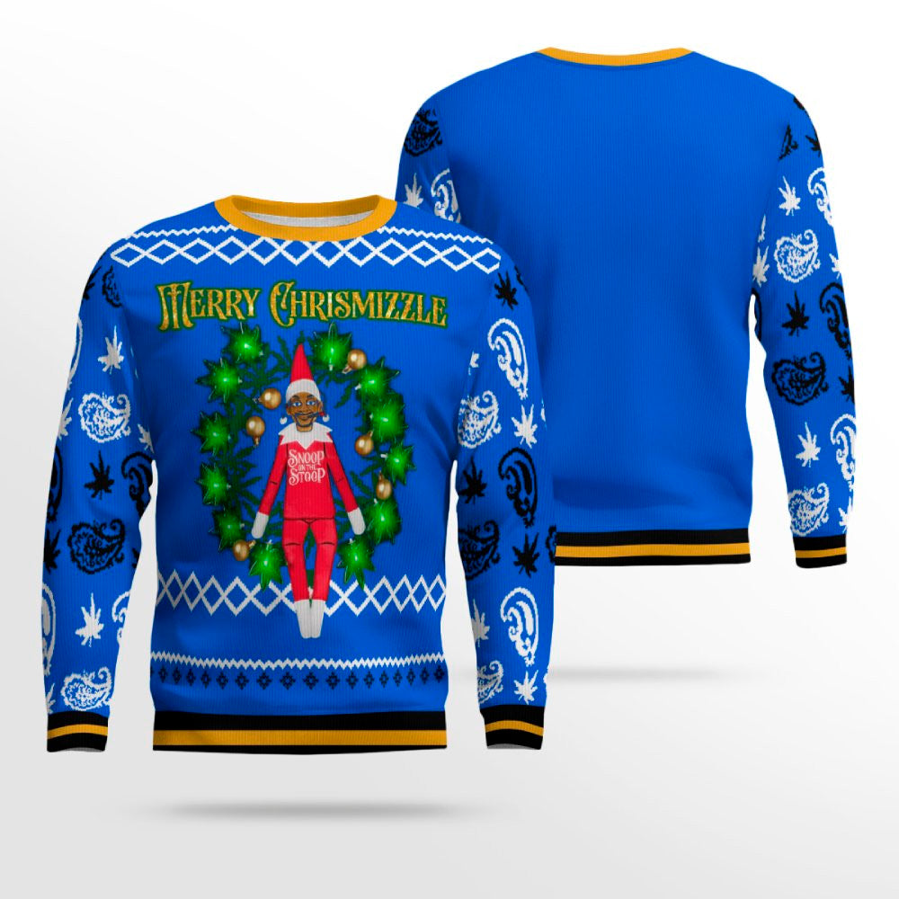 Snoop on the Stoop Merry Chrismizzle Christmas Sweater Blue – Moonbestprint