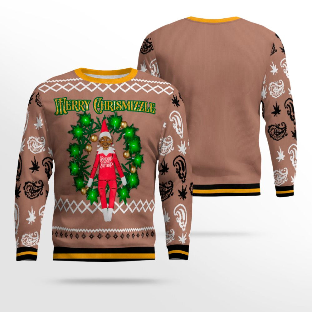 Snoop on the Stoop Merry Chrismizzle Christmas Sweater Mocha Mousse – Moonbestprint