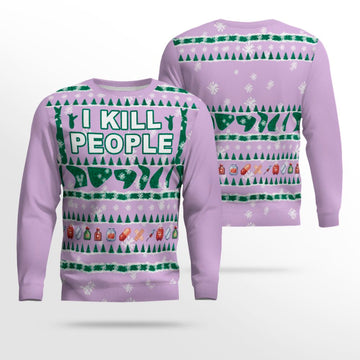 I Kill People Ugly Christmas Sweater Dreamy Lavender – Moonbestprint