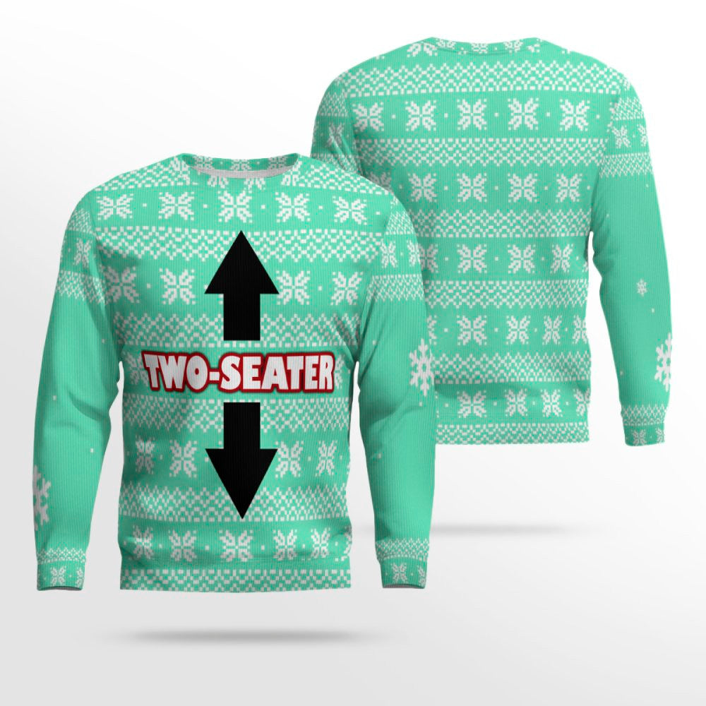 Funny Two-Seater Ugly Christmas Sweater Seafoam Green – Moonbestprint