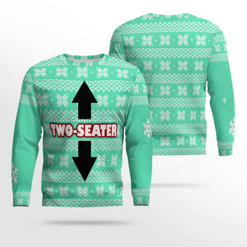 Funny Two-Seater Ugly Christmas Sweater Seafoam Green – Moonbestprint