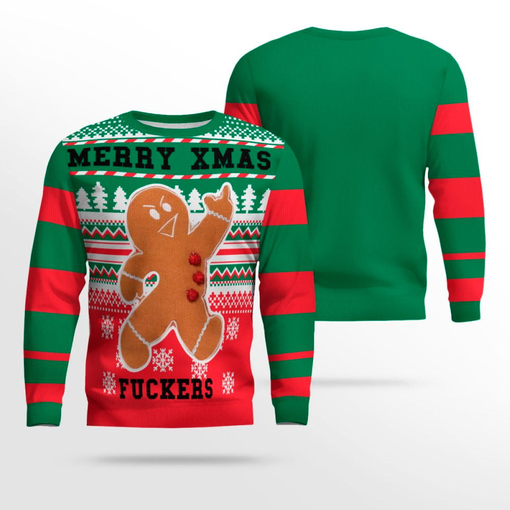 Gingerbread Merry Xmas Fuckers Ugly Christmas Sweater – Moonbestprint