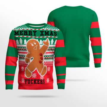 Gingerbread Merry Xmas Fuckers Ugly Christmas Sweater – Moonbestprint