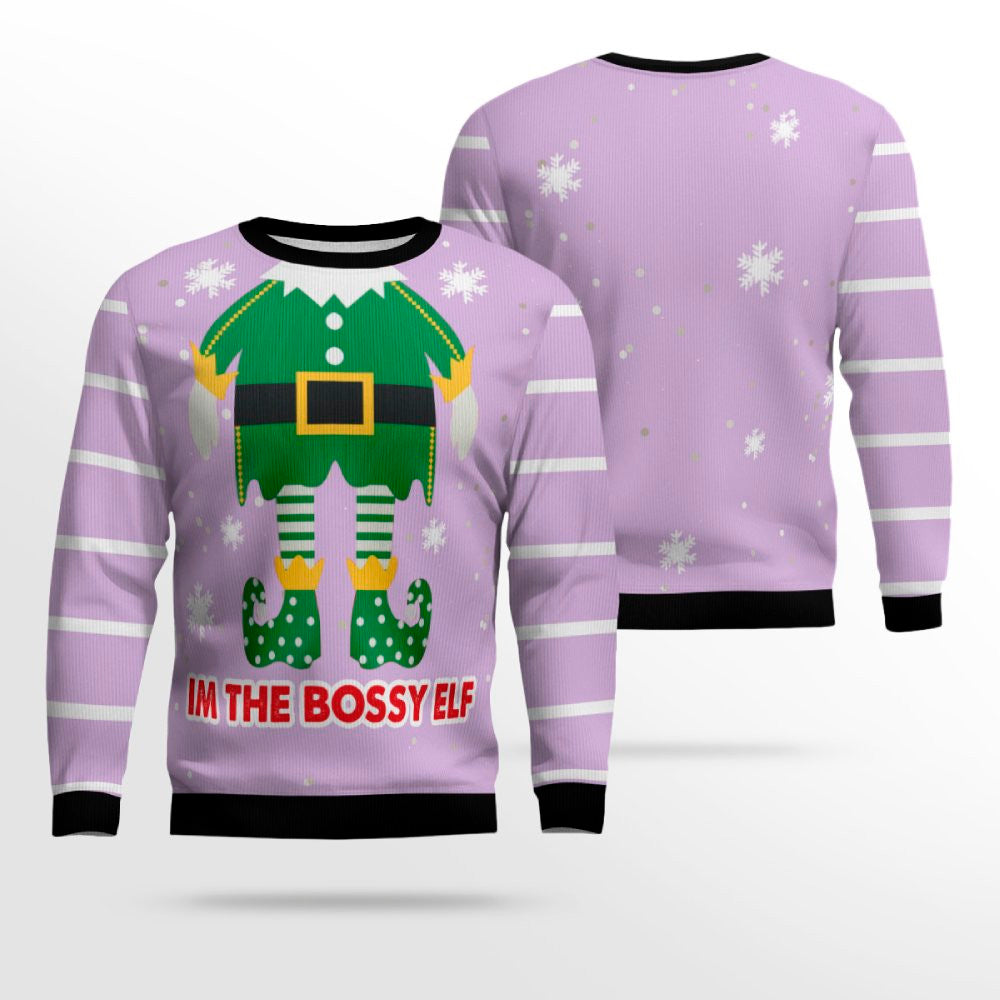 I'm The Bossy Elf Ugly Christmas Sweater Dreamy Lavender – Moonbestprint
