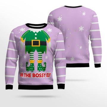 I'm The Bossy Elf Ugly Christmas Sweater Dreamy Lavender – Moonbestprint