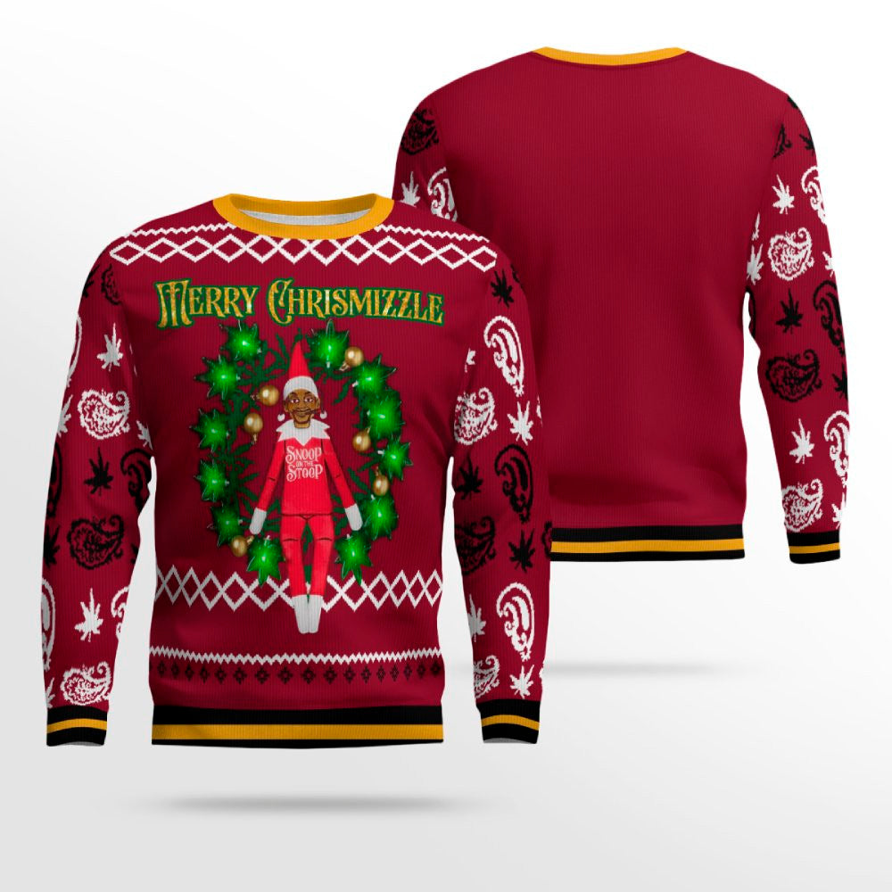 Snoop on the Stoop Merry Chrismizzle Christmas Sweater Burgundy – Moonbestprint