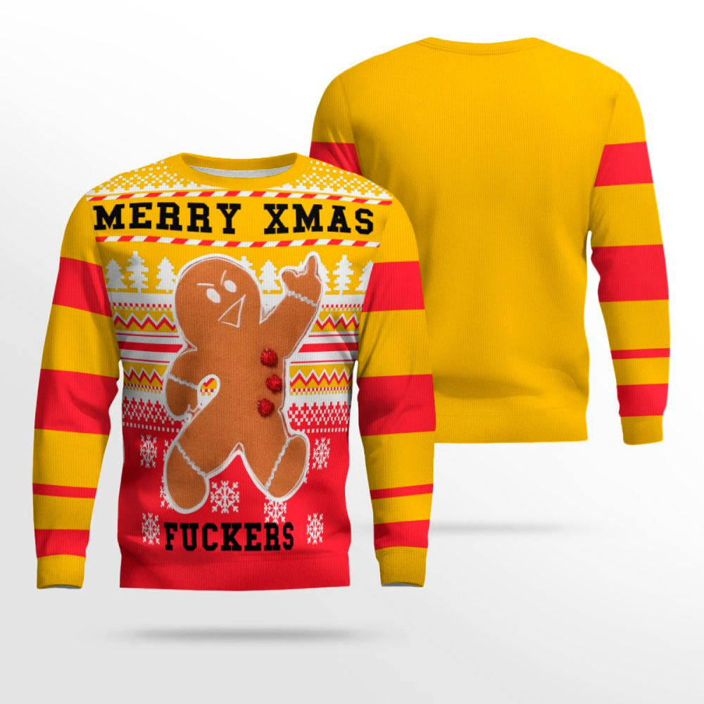 Gingerbread Merry Xmas Ugly Christmas Sweater Gold Metallic – Moonbestprint