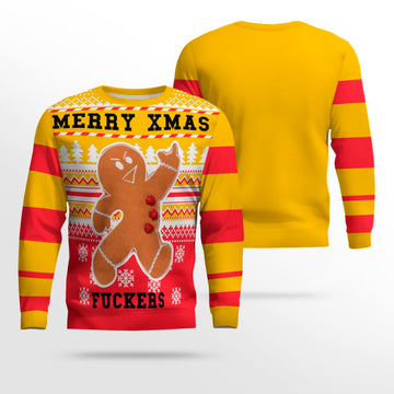 Gingerbread Merry Xmas Ugly Christmas Sweater Gold Metallic – Moonbestprint