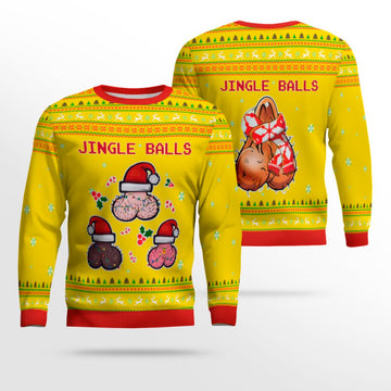 Jingle Balls Funny Ugly Christmas Sweater Golden Yellow – Moonbestprint