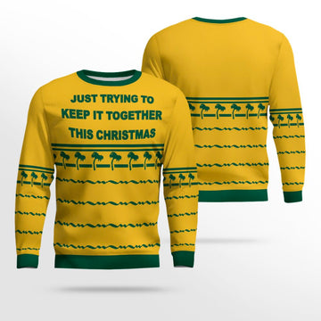 Just Trying To Keep It Togerther This Christmas Ugly Christmas Sweater Gold Metallic – Moonbestprint