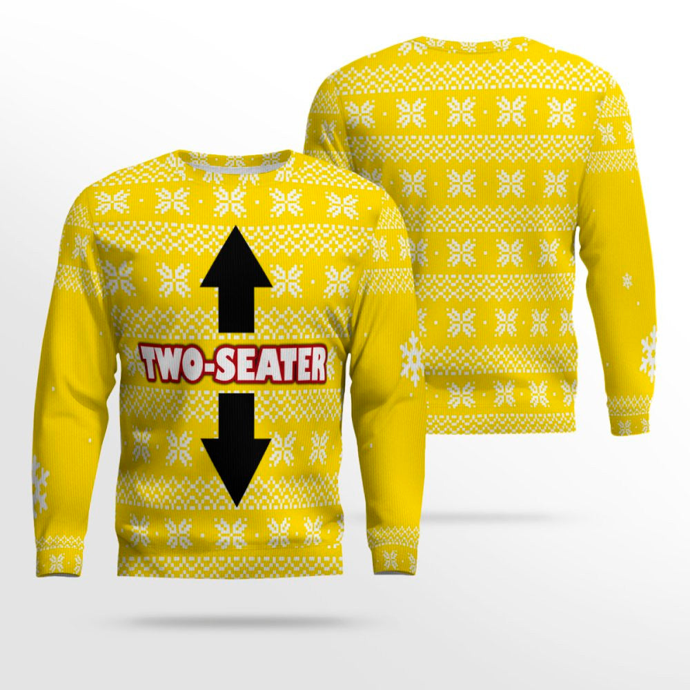 Funny Two-Seater Ugly Christmas Sweater Golden Yellow – Moonbestprint