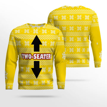 Funny Two-Seater Ugly Christmas Sweater Golden Yellow – Moonbestprint