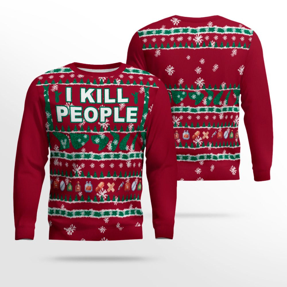 I Kill People Ugly Christmas Sweater Burgundy – Moonbestprint