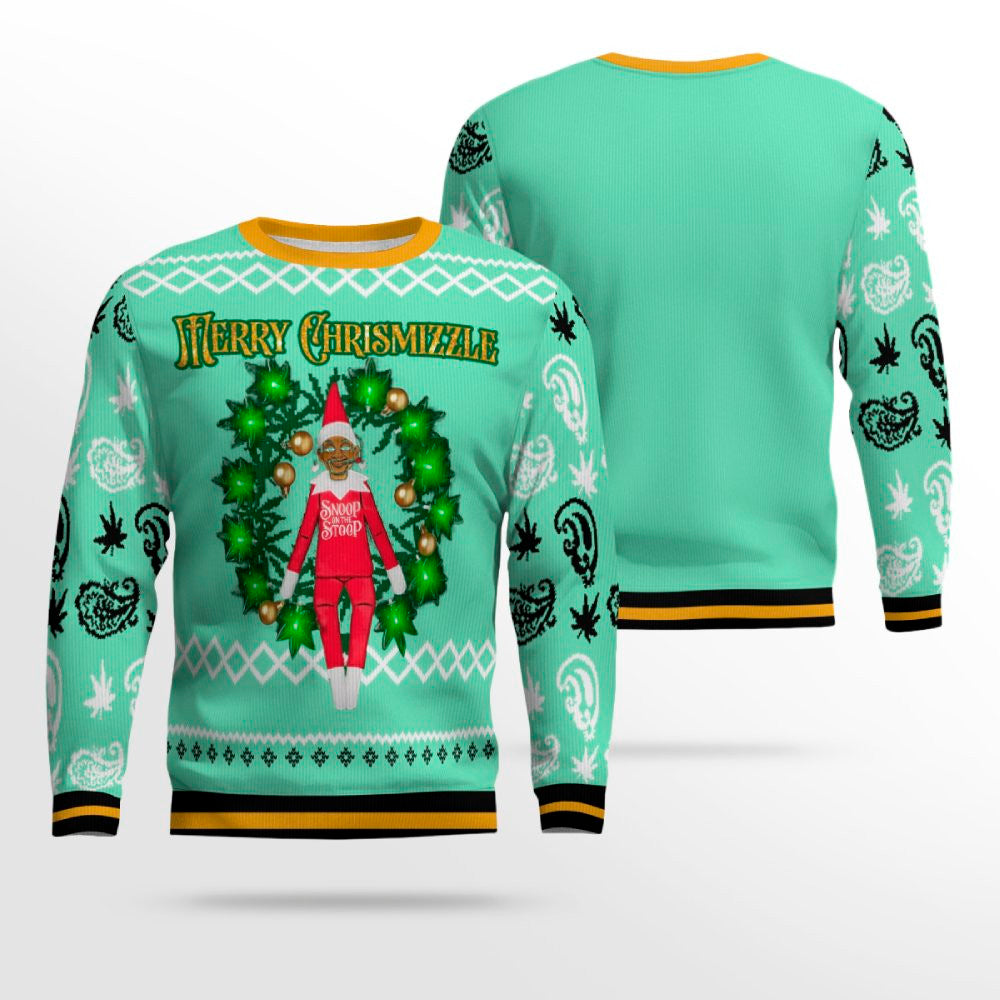 Snoop on the Stoop Merry Chrismizzle Christmas Sweater Seafoam Green – Moonbestprint