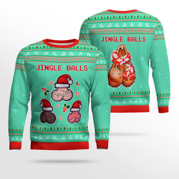 Jingle Balls Funny Ugly Christmas Sweater Seafoam Green – Moonbestprint