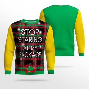 Stop Staring at My Package Ugly Christmas Sweater Golden Yellow – Moonbestprint