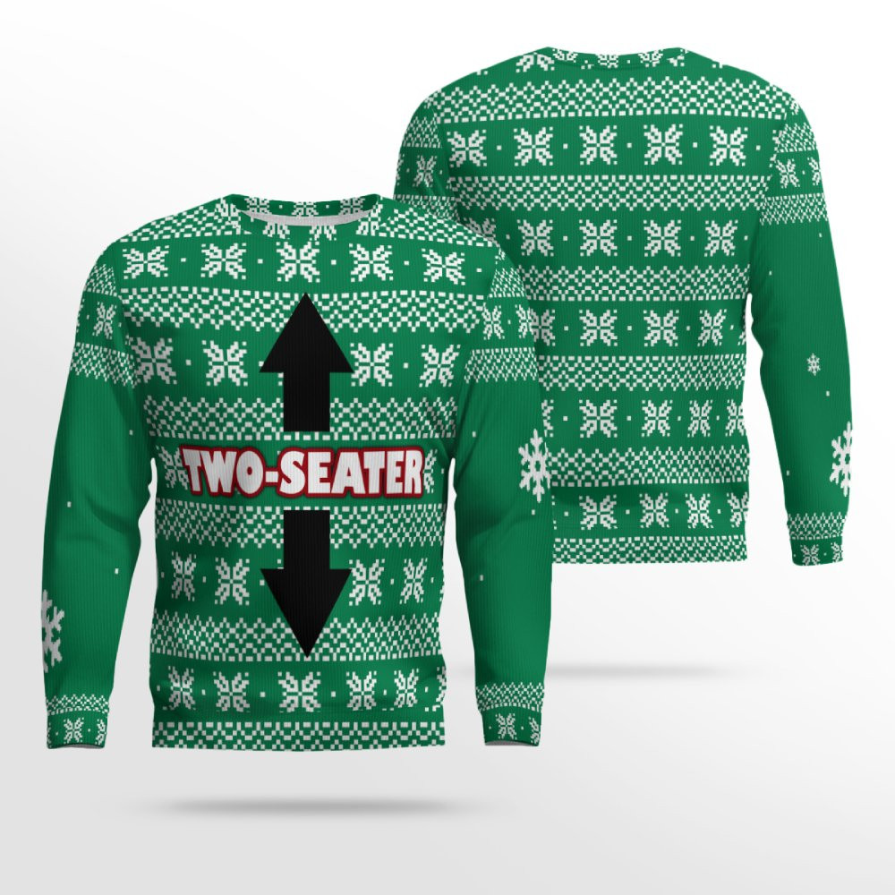 Funny Two-Seater Ugly Christmas Sweater Green – Moonbestprint