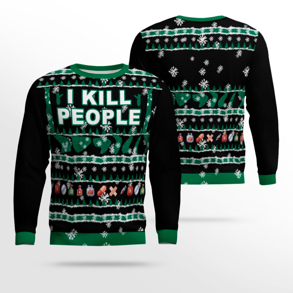 I Kill People Ugly Christmas Sweater Black – Moonbestprint