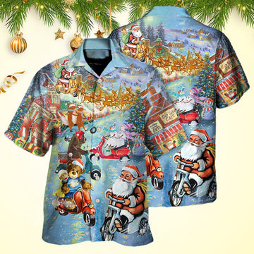 Christmas Santa And Animal Driving Scooter Hawaiian Shirt Funny Christmas Gifts – Moonbestprint