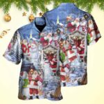 Christmas Santa And Snowman Happy Holiday Christmas Hawaiian Shirt Gifts For Friends – Moonbestprint