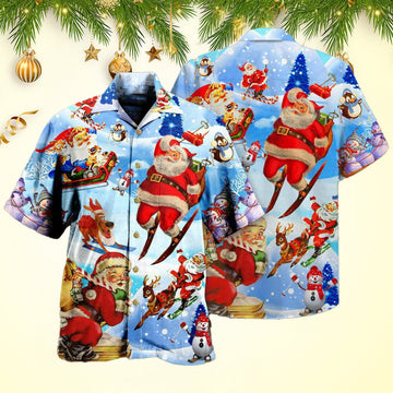 Christmas Skiing Santa Claus Hawaiian Shirt Last Minute Christmas Gifts – Moonbestprint