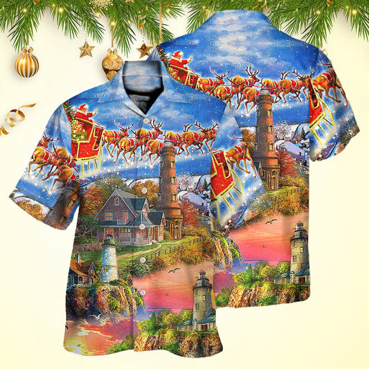 Lighthouse Christmas Santa Christmas Hawaiian Shirt Holiday Gifts For Men's – Moonbestprint