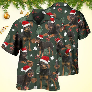 Rottweiler Green Leaf Merry Christmas Hawaiian Shirt Christmas Hawaiian Shirt Men's – Moonbestprint