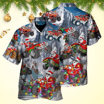 Christmas Santa Claus Riding Red Truck Christmas Hawaiian Shirt Men's – Moonbestprint