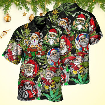 Christmas Weed Smoking Santa Hippie Hawaiian Shirt Christmas Hawaiian Shirt Men's – Moonbestprint
