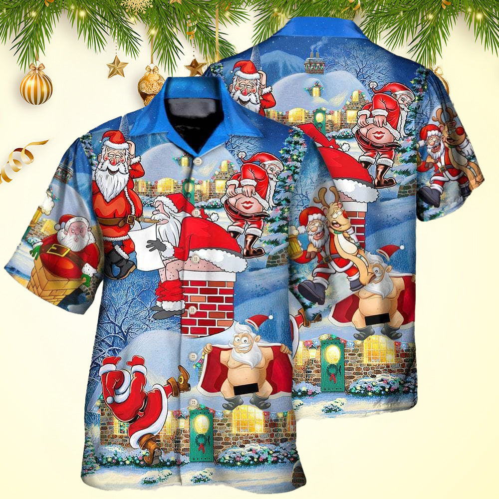 Christmas Rebellious Santa Claus Drunk Beer Troll Christmas Hawaiian Shirt Men's – Moonbestprint