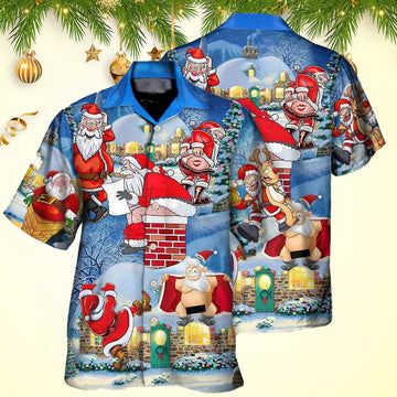 Christmas Rebellious Santa Claus Drunk Beer Troll Christmas Hawaiian Shirt Men's – Moonbestprint