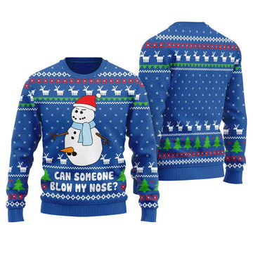 Can Someone Snowman Blow My Nose Ugly Christmas Sweater Blue – Moonbestprint