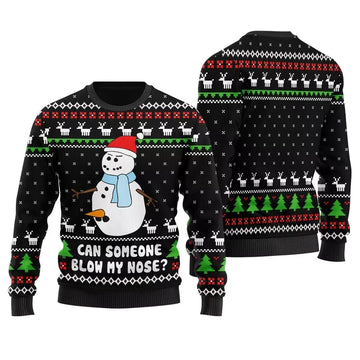 Can Someone Snowman Blow My Nose Ugly Christmas Sweater Black – Moonbestprint