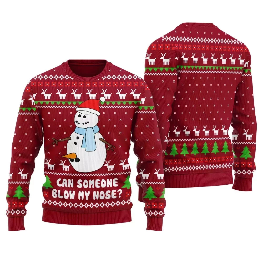 Can Someone Snowman Blow My Nose Ugly Christmas Sweater Red – Moonbestprint